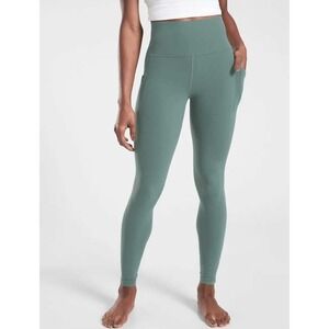 Athleta Leggings Salutation Stash Tight LT Sage High Rise Pockets Powervita